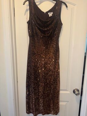 DKNY Brown Sequin Midi Dress